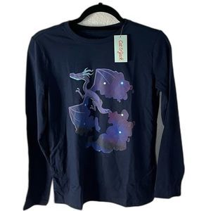 Cat & Jack Boy's Lightweight Navy LS T-Shirt w Purple Multicolor Dragon. NWT!